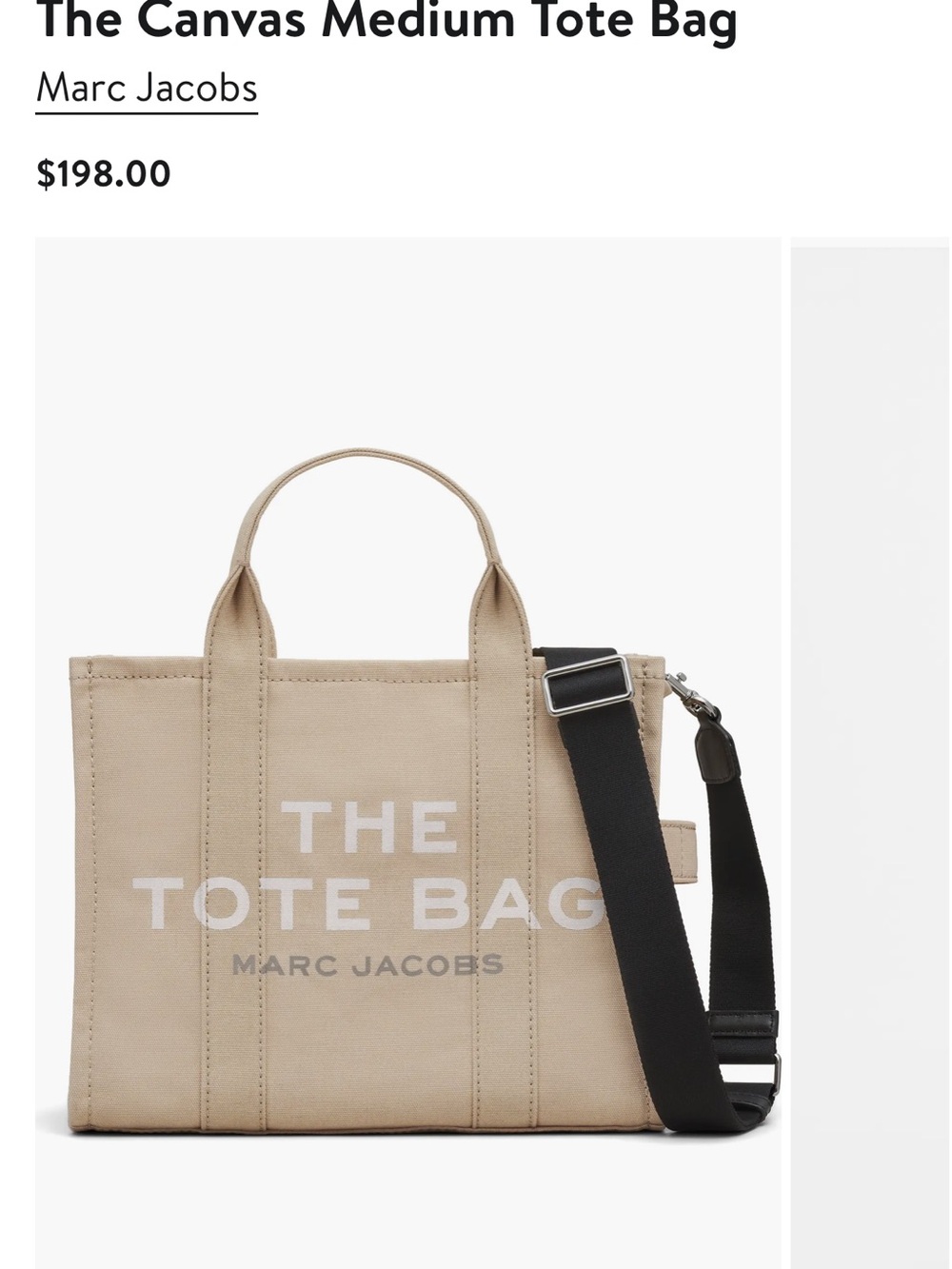 Marc Jacobs Men’s Beige Canvas Tote Bag with Black Strap